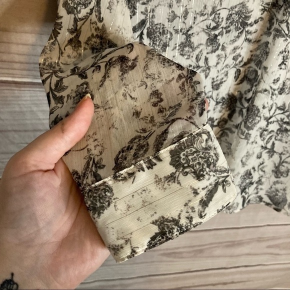 THE Kooples Baroque Print Floral Ruffle Lace Up Top In White - Picture 9 of 14